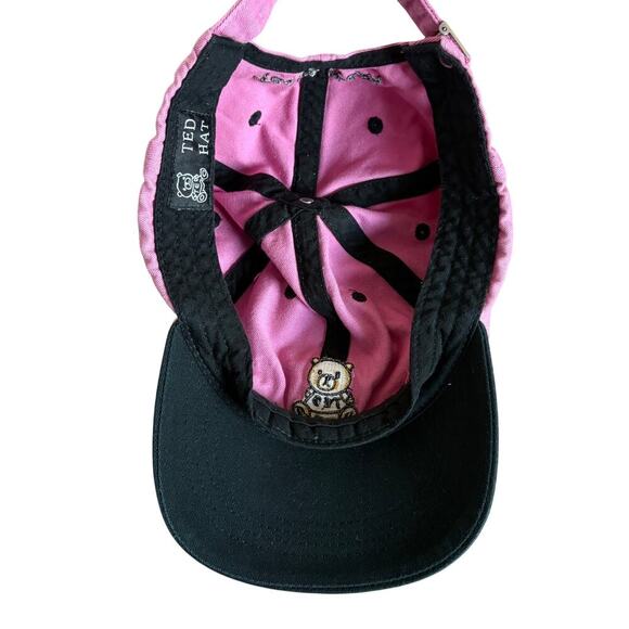 Teddy Fresh Pink And Black Baseball Hat Y2K Teddy Bear Adjustable Cap - Picture 4 of 6